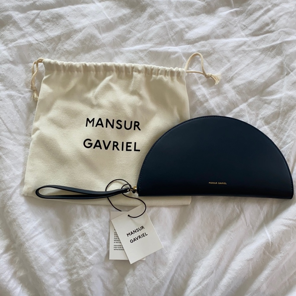 NWT Mansur Gavriel Navy Half Moon Wallet/Clutch